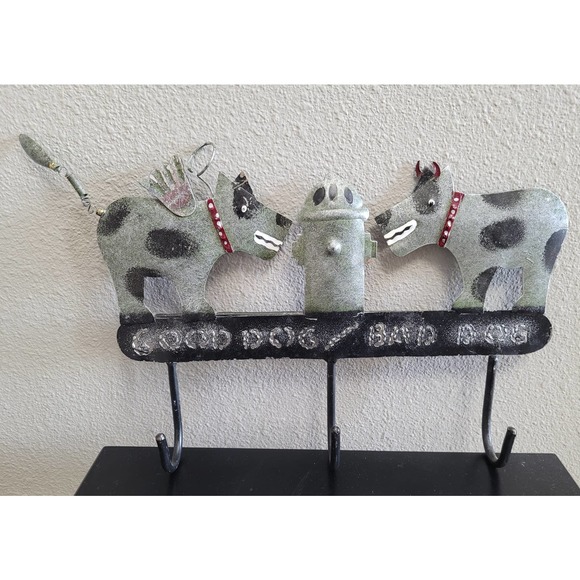 Unbranded Other - Good Dog Bad Dog Angel Devil Leash Metal Wall Hanger